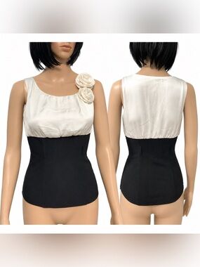 Have & Have Ivory and Black bohemian Sleeveless Top Size S (0258)